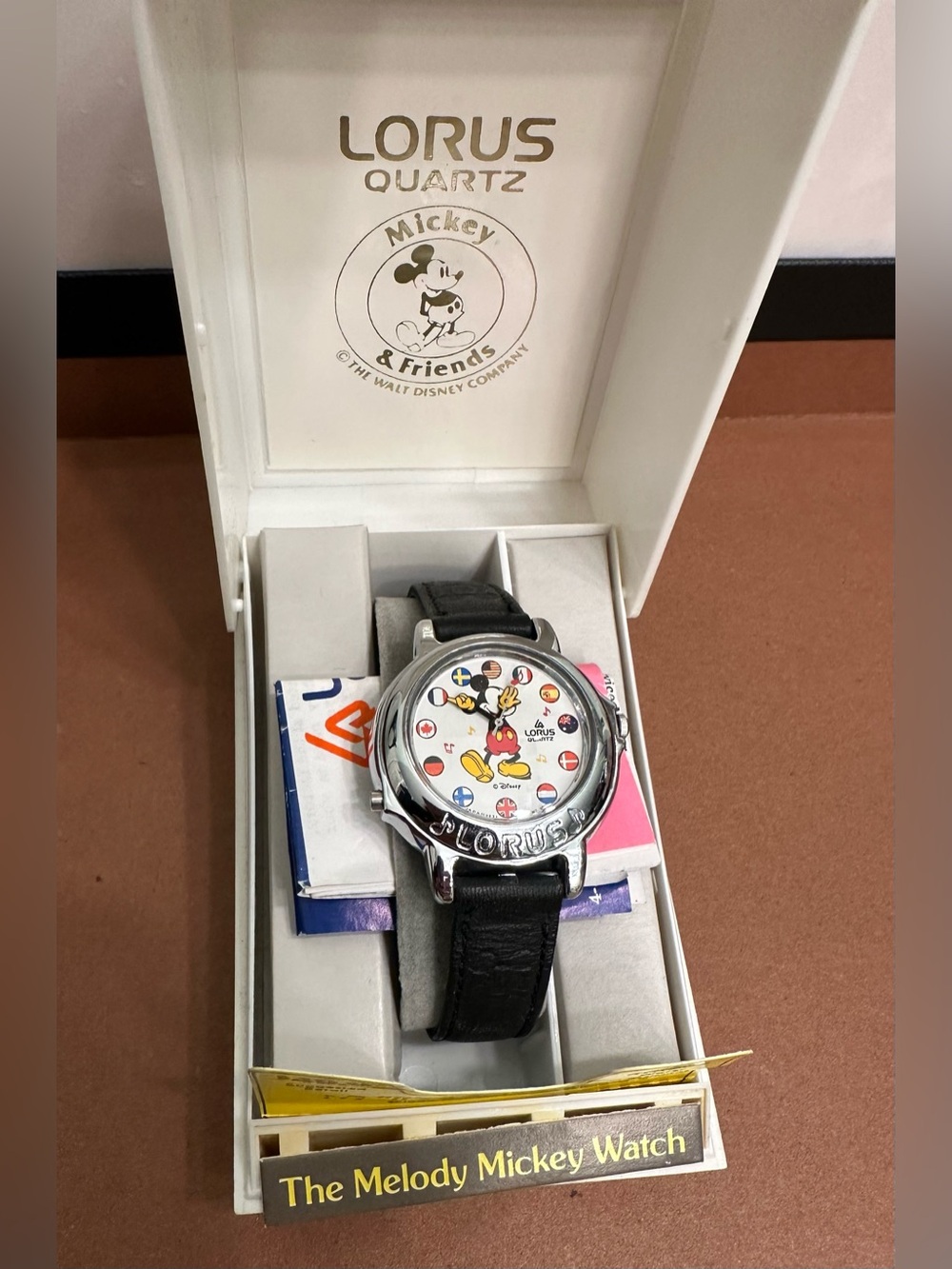 Lorus Vintage Mickey Mouse Melody Watch Black New Working 30mm